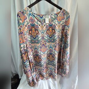 Lady Noiz Multicolor Paisley Print Long Sleeve Blouse